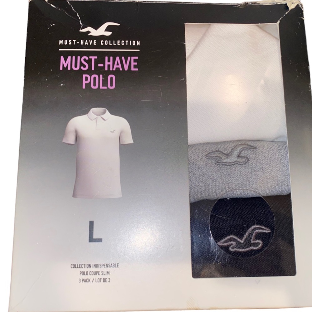 NWT HOLLISTER MEN 3-PACK POLOS SIZE L
